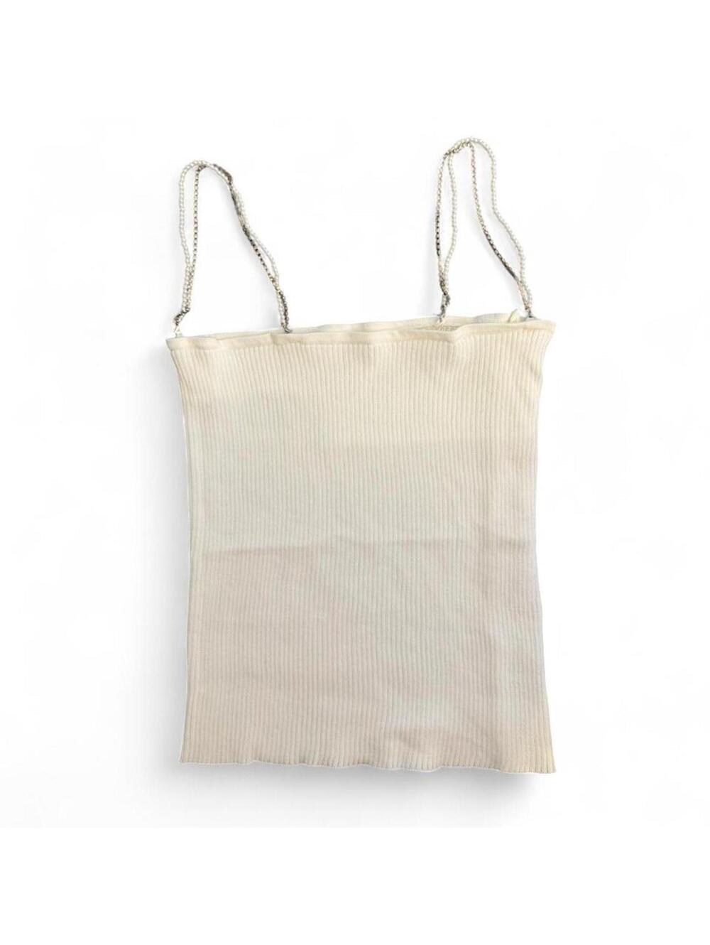 Women's Cream and White Vests-tanks-cami